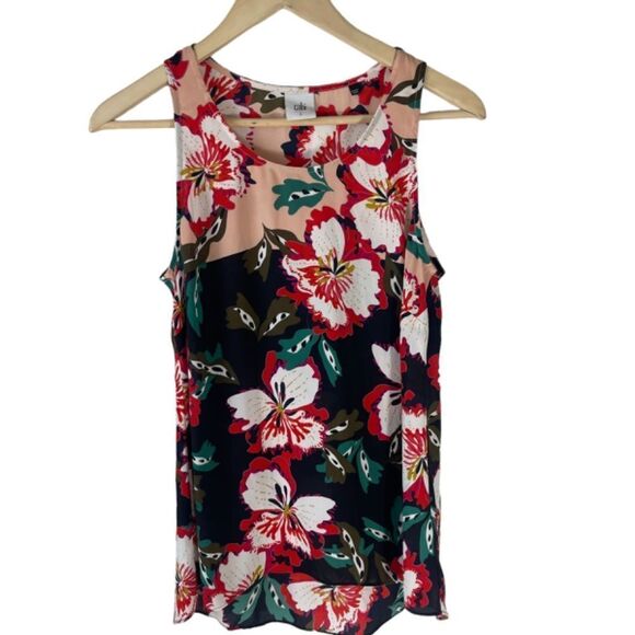 Cabi Floral Print Hibiscus Sleeveless Blouse Style 5543 Sz S - Picture 2 of 8